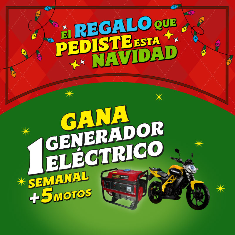 El regalo que pediste esta navidad - Gana 1 generador eléctrico semanal y 5 motos